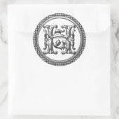Anfangs-H-Round-Aufkleber in Silber Runder Aufkleber (Tasche)