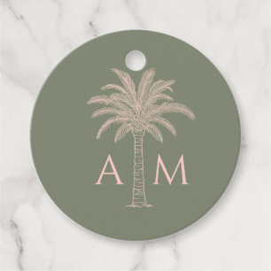 Anfangs-Hochzeitsgunst-Tag mit Palm-Motiv Geschenkanhänger