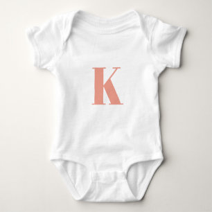 Anfangs Letter Monogram Modern Stylish Peach Baby Strampler
