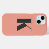 Anfangs Letter Monogram | Modern Stylish Peach Case-Mate iPhone Hülle (Rückseite (Horizontal))