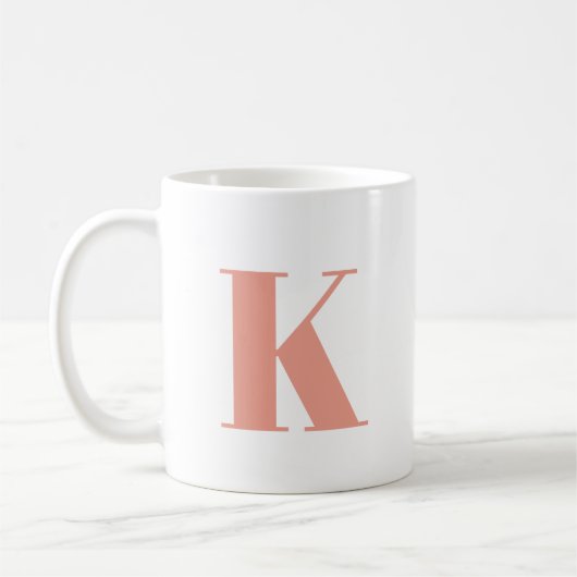 Anfangs Letter Monogram | Modern Stylish Peach Kaffeetasse (Links)
