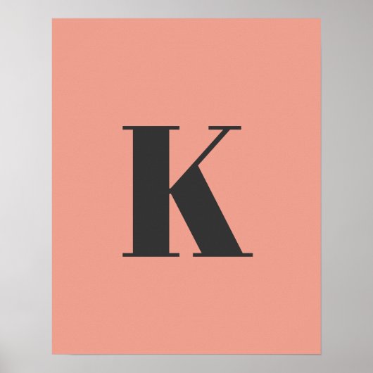 Anfangs Letter Monogram | Modern Stylish Peach Poster (Vorne)