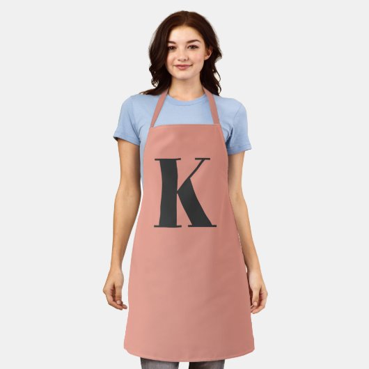 Anfangs Letter Monogram | Modern Stylish Peach Schürze (Getragen)