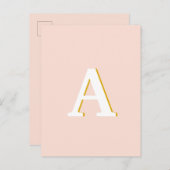 Anfangs Monogram Blush Pink Vintage Typography Postkarte (Vorne/Hinten)