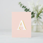 Anfangs Monogram Blush Pink Vintage Typography Postkarte (Stehend Vorderseite)