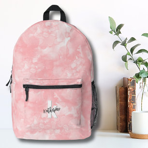 Anfangs-Monogramm Mädchen Aquarell Rosa Bedruckter Rucksack