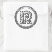 Anfangs R Rundkleber in Silber Runder Aufkleber (Tasche)
