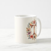 Anfangs-T-Blumen-Boho-Blumen-Tasse Kaffeetasse (VorderseiteRechts)