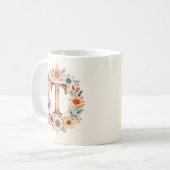 Anfangs-T-Blumen-Boho-Blumen-Tasse Kaffeetasse (Vorderseite Links)