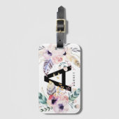 Anfangs- und NamensAquarell Boho Gepäckanhänger (Vorderseite Vertikal)