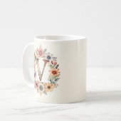 Anfangs-V-Blumen-Boho-Blumen-Tasse Kaffeetasse (Vorderseite Links)