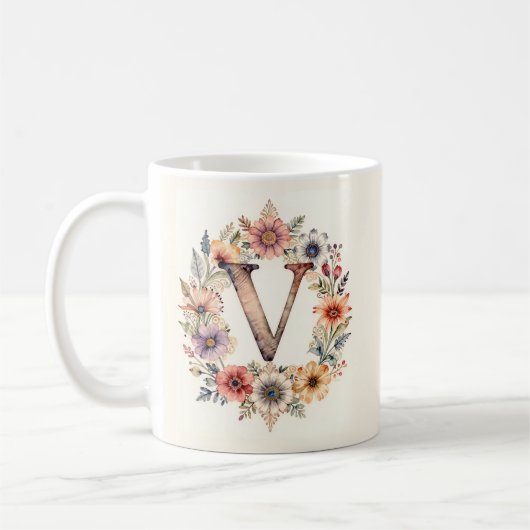 Anfangs-V-Blumen-Boho-Blumen-Tasse Kaffeetasse (Links)