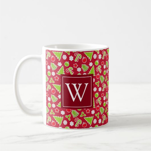 Anfangs-Weihnachtsfeiertags-Monogramm Kaffeetasse (Links)