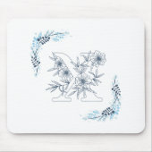 Anfangs "X" Blaues Monogramm Ruhige Blumen Mousepad (Vorne)