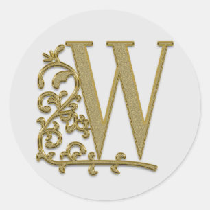 Anfangsaufkleber mit W in Monogramm Runder Aufkleber