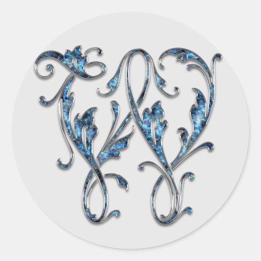 Anfangsaufkleber mit W in Monogramm Runder Aufkleber (Vorderseite)