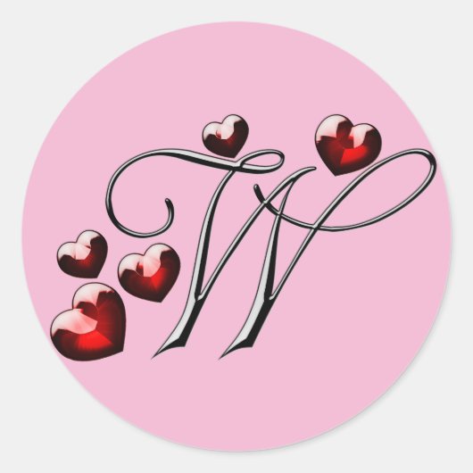 Anfangsaufkleber mit W in Monogramm Runder Aufkleber (Vorderseite)