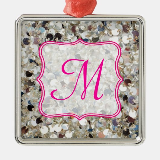 Anfangsbestellung des Glitzer Monogramm Ornament Aus Metall (Vorne)