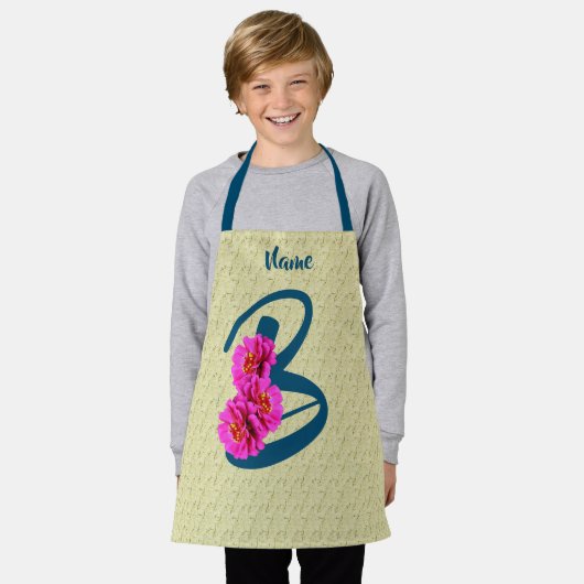 Anfangsbezeichnung B für Zinnia-Blume Monogramm Schürze (Getragen)
