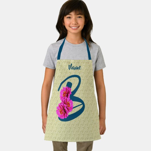 Anfangsbezeichnung B für Zinnia-Blume Monogramm Schürze (Insitu)