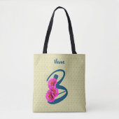 Anfangsbezeichnung B für Zinnia-Blume Monogramm Tasche (Vorderseite)