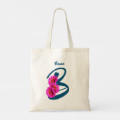 Anfangsbezeichnung B für Zinnia-Blume Monogramm Tragetasche (Rückseite)