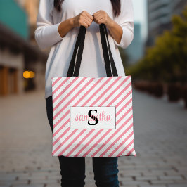 Anfangsbezeichnung für Monogramm Rosa und Weiß Tasche