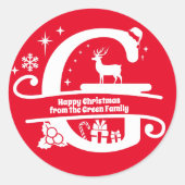 Anfangsbezeichnung G Monogram Familienname Gruß Runder Aufkleber (Vorderseite)