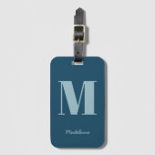 Anfangsbezeichnung Monogram, Modern Blue Minimal N Gepäckanhänger (Vorderseite Vertikal)