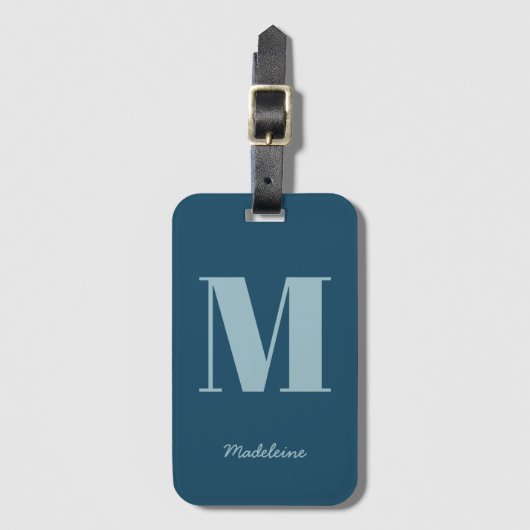 Anfangsbezeichnung Monogram, Modern Blue Minimal N Gepäckanhänger (Vorderseite Vertikal)