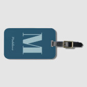 Anfangsbezeichnung Monogram, Modern Blue Minimal N Gepäckanhänger (Vorderseite (Horizontal))