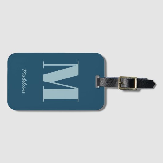 Anfangsbezeichnung Monogram, Modern Blue Minimal N Gepäckanhänger (Vorderseite (Horizontal))