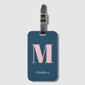 Anfangsbezeichnung Monogram, Modern Blue Pink Mini Gepäckanhänger (Vorderseite Vertikal)