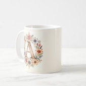 Anfangsbuchstabe A Flower boho floral Tasse (Vorderseite Links)