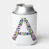 Anfangsbuchstabe A mit Gemstone Floral Monogram Dosenkühler (Kanne Vorderseite)