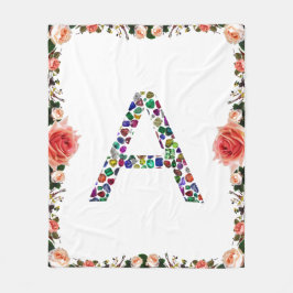 Anfangsbuchstabe A mit Gemstone Floral Monogram Fleecedecke