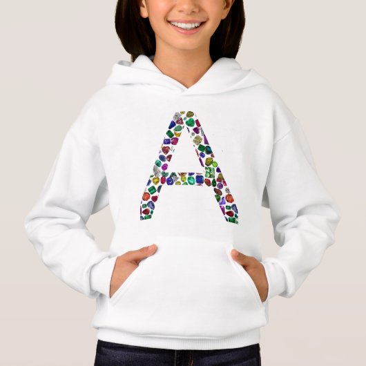 Anfangsbuchstabe A mit Gemstone Floral Monogram Hoodie (Vorderseite)