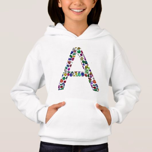 Anfangsbuchstabe A mit Gemstone Floral Monogram Hoodie (Vorderseite)