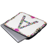 Anfangsbuchstabe A mit Gemstone Floral Monogram Laptopschutzhülle (Vorne Knopf)
