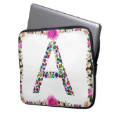 Anfangsbuchstabe A mit Gemstone Floral Monogram Laptopschutzhülle (Vorderseite Links)