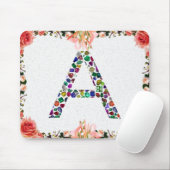 Anfangsbuchstabe A mit Gemstone Floral Monogram Mousepad (Mit Mouse)