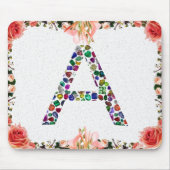 Anfangsbuchstabe A mit Gemstone Floral Monogram Mousepad (Vorne)