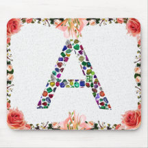 Anfangsbuchstabe A mit Gemstone Floral Monogram
