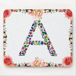 Anfangsbuchstabe A mit Gemstone Floral Monogram Mousepad