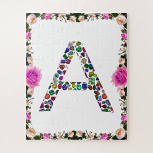 Anfangsbuchstabe A mit Gemstone Floral Monogram Puzzle