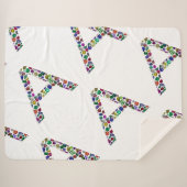 Anfangsbuchstabe A mit Gemstone Floral Monogram Sherpadecke (Vorderseite (Horizontal))