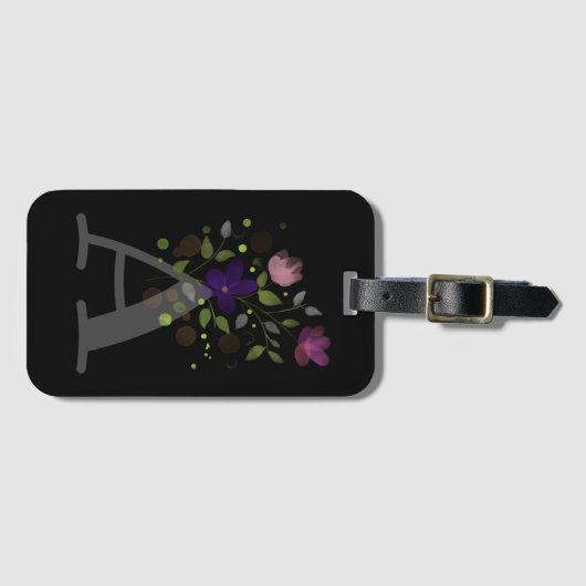 Anfangsbuchstabe A Plus Floral Design Gepäckmarke Gepäckanhänger (Vorderseite (Horizontal))