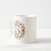 Anfangsbuchstabe B Blumen Boho Blumen Tasse  (Vorderseite Links)