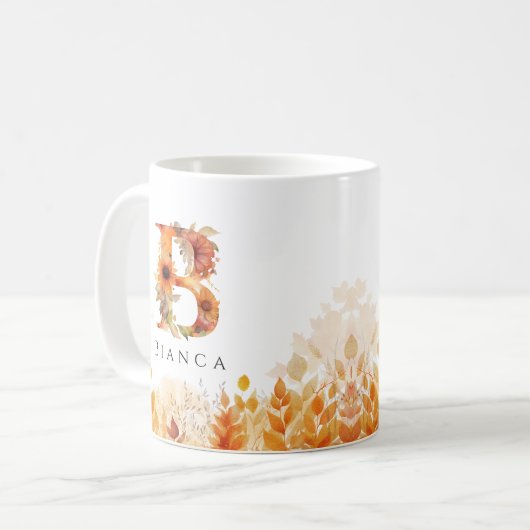 Anfangsbuchstabe B der Wildblume Fall Kaffeetasse (Vorderseite Links)