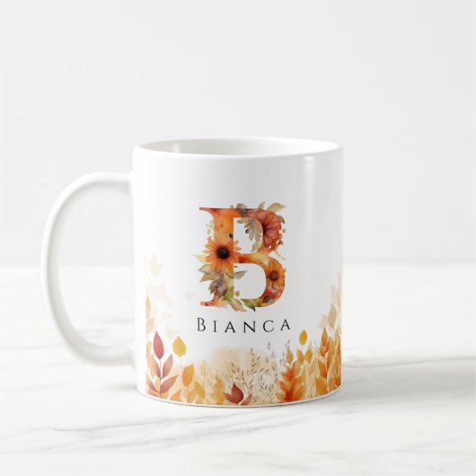 Anfangsbuchstabe B der Wildblume Fall Kaffeetasse (Links)